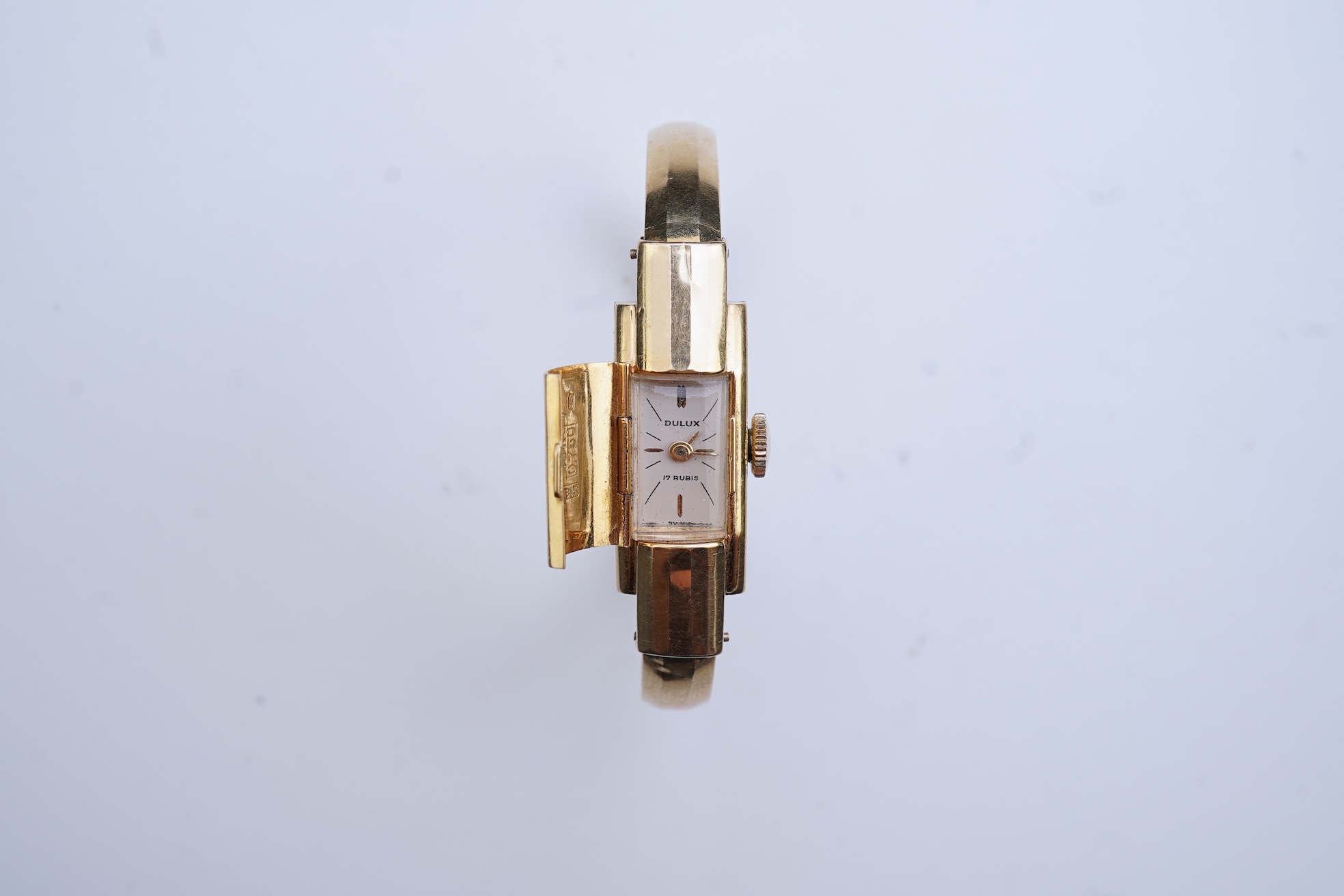 Dulux, a lady's gold Art Moderne cocktail watch, 1930s